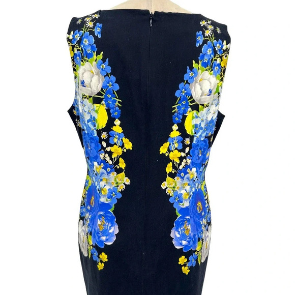 Hobbs London Fiona‎ Sheath Dress Blue Navy Floral Print Size US 12 - Picture 6 of 10